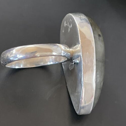 Native American Navajo Labradorite Stone Ring | Sterling Silver | Sz 8.5 | 11452