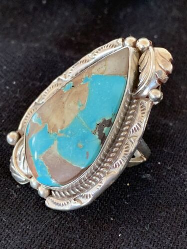 Native American Men's Navajo Blue Royston Turquoise Ring | Sterling Silver | Sz 9 | 676