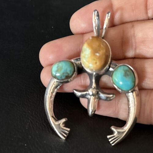 Navajo Sterling Silver Royston Turquoise Naja Pendant | Authentic Native American Handmade | 14666