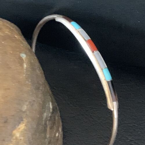 Navajo Multi-Color Bracelet | Sugilite Turquoise Coral | Sterling Silver | Authentic Native American Handmade | 13118