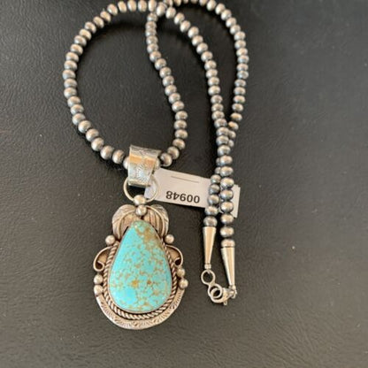 Navajo Men's Turquoise #8 Pendant Necklace | Sterling Silver | Native American Handmade | 948