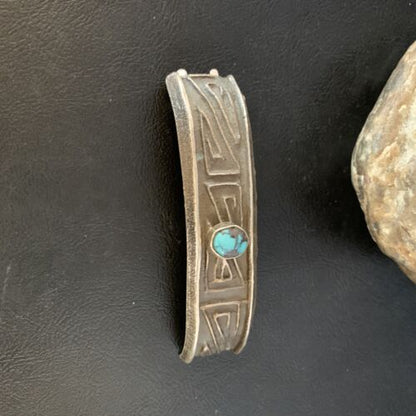 Navajo Blue Turquoise Hair Barrette | Sterling Silver | 4" | Authentic Native American Handmade | 13731 - Masha USA