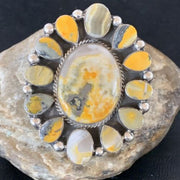 Navajo Yellow Bumblebee Jasper Cluster Ring | Authentic Native American Sterling Silver | Multi-Stone | Sz 6 | 14222