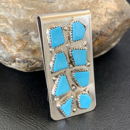 Navajo Handmade Turquoise Money Clip | Sterling Silver | Authentic Native American | 11594