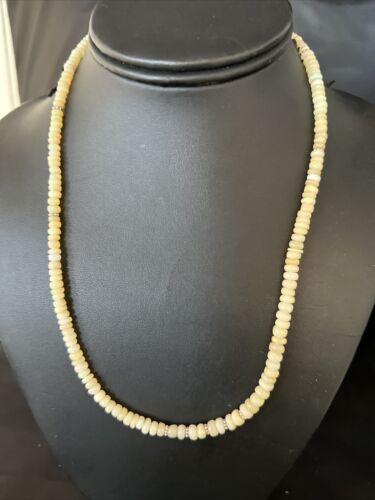 Native American White Opal Necklace | Sterling Silver | Navajo Handmade | 19" | 14533