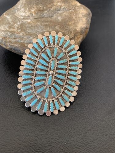 Navajo Zuni Turquoise Multi-Stone Needle Point Ring | Authentic Native American Sterling Silver | Sz 8.5 | 11562