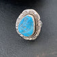 Southwestern Navajo Blue Kingman Turquoise Ring | Sterling Silver | Sz 8 | 12211