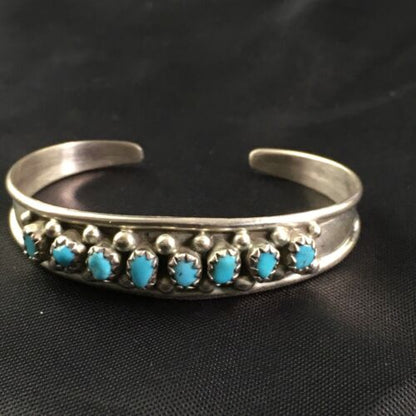 Children's Navajo Blue Turquoise Bracelet | Sterling Silver | Authentic Native American Handmade | 10183