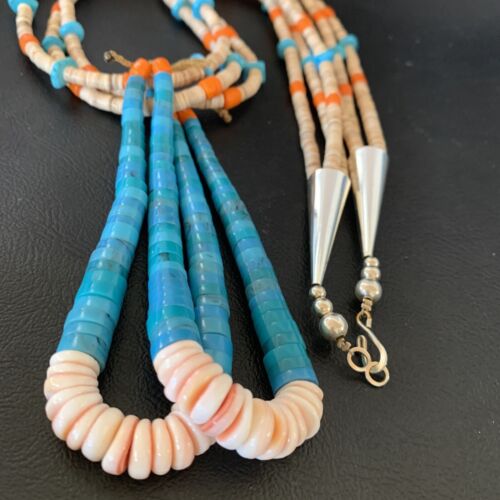 Southwestern Jacla Santo Domingo Shell Spiny Turquoise Jacla Necklace | 26" | Authentic Native American Handmade | 11992