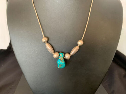 Southwestern Old Pawn Navajo Turquoise Heishi Pendant | Sterling Silver | 16" Chain | 1690