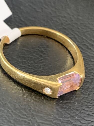 Navajo Women's Purple Amethyst Ring | Sterling Silver Gold Plated | Sz 9 | Authentic Native American Handmade | 01799