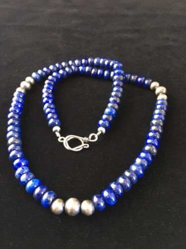 Native American Men's Lapis Lazuli Strand Necklace | Sterling Silver | 20" | 1735