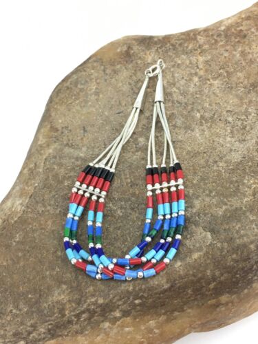 Multi-Color Turquoise Coral 5-Strand Bracelet | Sterling Silver | 7" | Native American Handmade | 13608