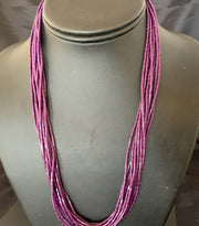 Navajo Sugilite Heishi Necklace | 10-Strand Sterling Tube | 20" | Native American Jewelry 02234