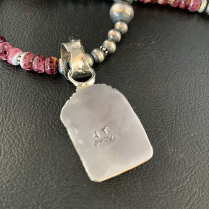 Navajo Purple Spiny Oyster Pendant | Sterling Silver | 20" Necklace | Authentic Native American Handmade | 13655