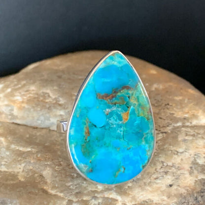 Navajo Blue Kingman Turquoise Ring | Sterling Silver | Sz 8 | Authentic Native American Handmade | 12791