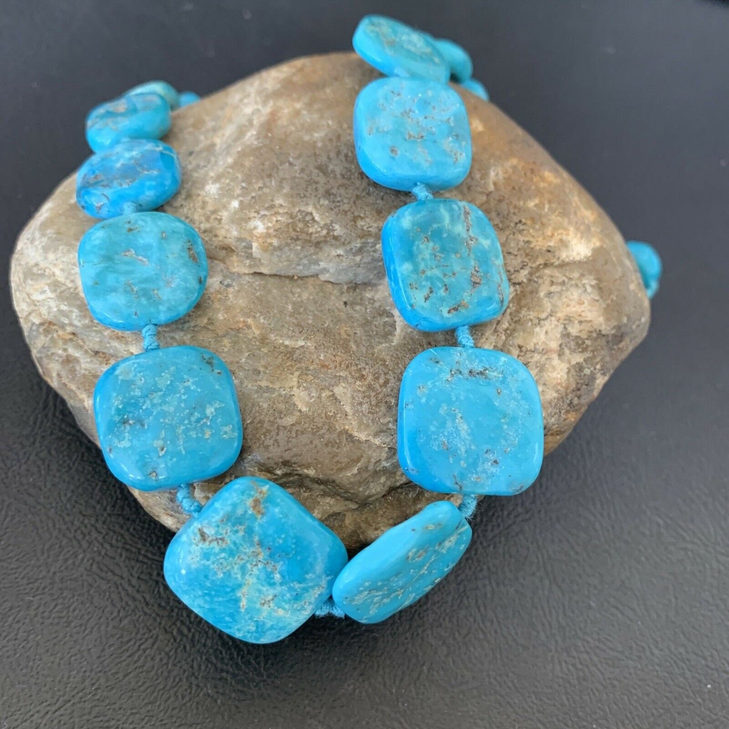 Ultra Rare Old Pawn Sleeping Beauty Turquoise Graduated Beads Necklace | Sterling Silver | 10411