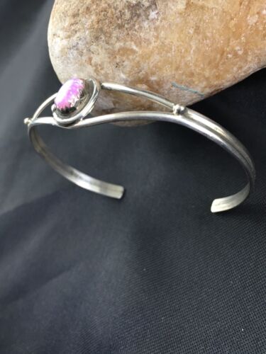 Children's Navajo Pink Opal Cuff Bracelet | Sterling Silver Handmade | Authentic Native American | 10179