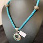 Blue Turquoise & Mother of Pearl Inlay Pendant | Sterling Silver Necklace | Navajo | 8904