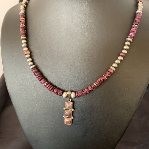 Navajo Wild Horse Pendant | Sterling Silver Purple Spiny Oyster Necklace | Multi-Stone | 12358