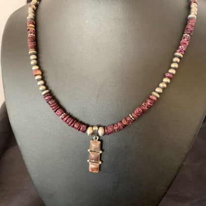 Navajo Wild Horse Pendant | Sterling Silver Purple Spiny Oyster Necklace | Multi-Stone | 12358