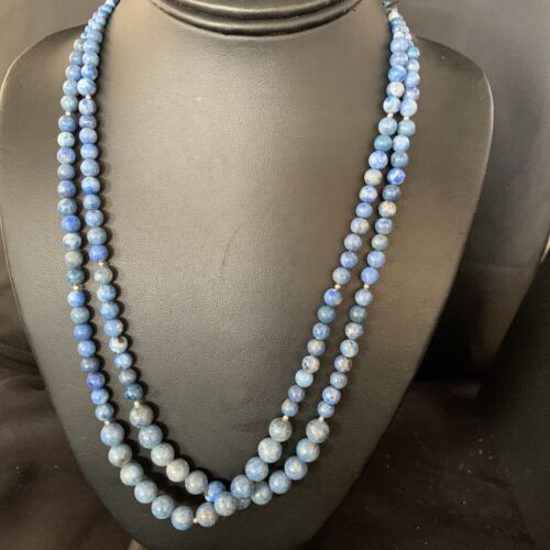 Native American Denim Lapis Bead Necklace | Sterling Silver | 21" | 2028