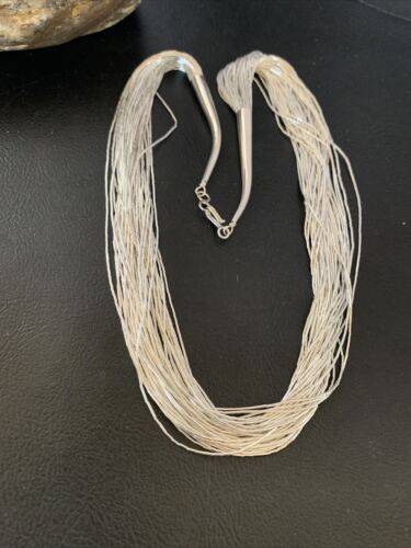 Navajo Liquid Silver Heishi Necklace | 40 Strands | Sterling Silver Tubes | 19" | 02214