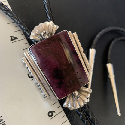 Southwestern Men's Bolo Tie | Purple Spiny Oyster | Sterling Silver | Navajo | 12964