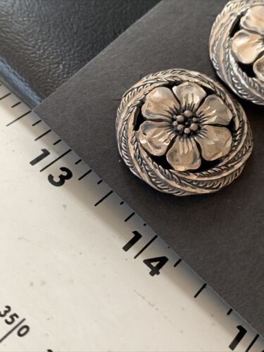 Old Pawn Southwestern Sterling Silver Stud Earrings | Diamond Cut | 1" | 12992