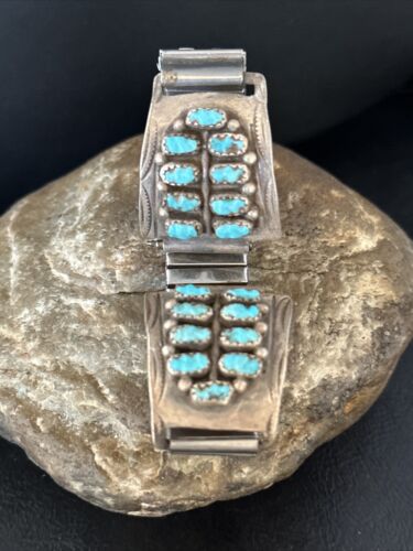 Authentic Navajo Men's Blue Turquoise Wristwatch | Sterling Silver Tips | Native American Jewelry | 14758 - Masha USA