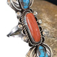 Navajo Kingman Turquoise & Coral Ring | Authentic Native American Sterling Silver | Multi-Stone | Sz 10 | 1292