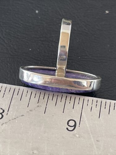 Navajo Purple Charoite Ring | Sterling Silver | Sz 8 Adjustable | Authentic Native American Handmade | 10568