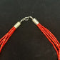 Native American Red Stabilized Coral Tubes Necklace | Sterling Silver | 18" | 1749