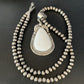 Men's Women's White Buffalo Turquoise Pendant | Sterling Silver Necklace | Native American Handmade | 14197