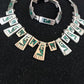 Navajo Old Pawn Sterling Silver Necklace Bracelet Set | Chip Inlay Turquoise | Authentic Native American Jewelry | 11857
