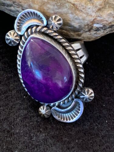 Navajo Purple Sugilite Ring | Sterling Silver | Sz 7.5 | Authentic Native American Handmade | 4133