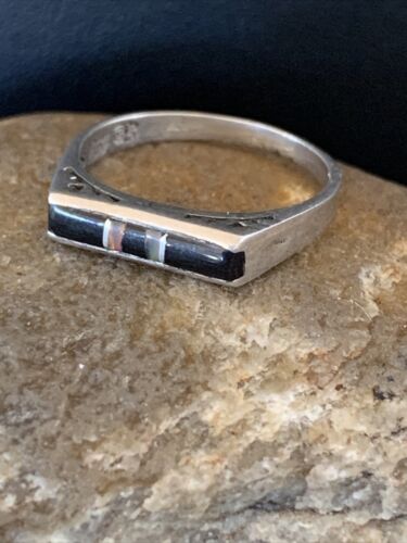 Navajo Black Onyx Opal Inlay Ring | Sz 7 | Authentic Native American Handmade | 11143