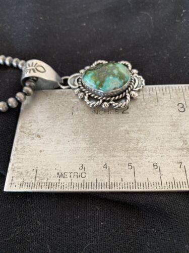 Navajo Green Sonoran Gold Turquoise Pendant | Sterling Silver | Authentic Native American Handmade | 687