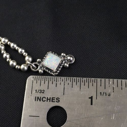 Native American Opal Beads Necklace | Sterling Silver | Opal Inlay Pendant | 15" | 10134
