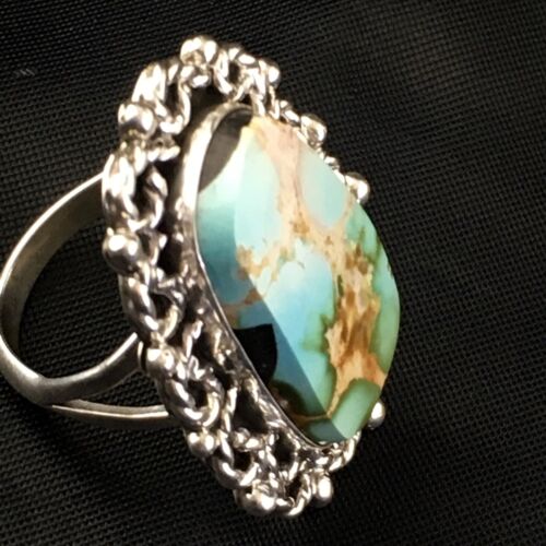 Southwestern Sterling Silver Blue Royston Turquoise Ring | Sz 8 | 10196