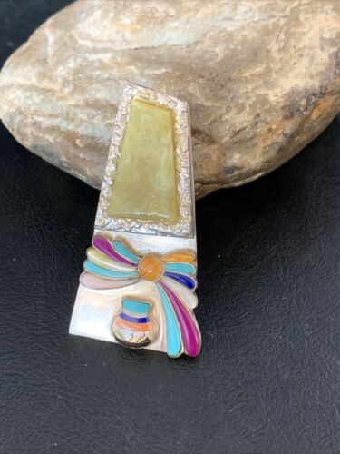 Navajo Turquoise Spiny Sugilite Multi-Color Inlay Pendant | Sterling Silver | Native American Handmade | 13768