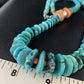 Navajo Natural Turquoise & Spiny Oyster Necklace | Sterling Silver | Authentic Native American | 25" | 13493