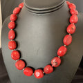 Native American Navajo Red Coral Bead Necklace | Sterling Silver | 18" | 13408