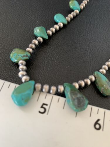 Native American Navajo Green Turquoise Necklace | Sterling Silver | 19" | 12916 - Masha USA