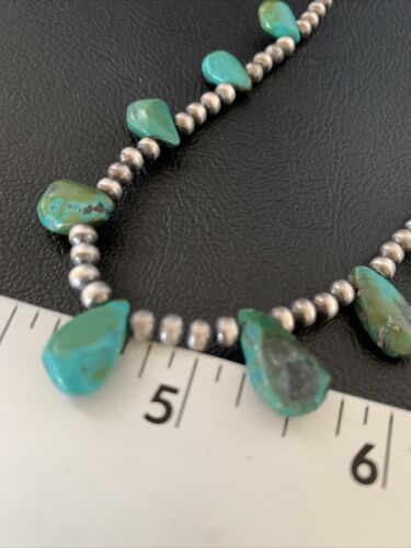 Navajo Green Turquoise Necklace | Sterling Silver | 19" | Authentic Native American Handmade | 12917