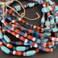 Native American Santo Domingo Turquoise Coral Bead Necklace | 3-Strand | 28" | 11988