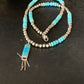 Navajo Blue Turquoise Inlay Pendant Necklace | Sterling Silver | Native American Handmade | 13836