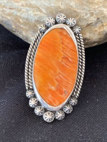 Southwestern Women's Navajo Spiny Oyster Ring | Sterling Silver | Sz 11.5 | Authentic Native American Handmade | 1000
