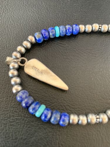 Men's Navajo Pendant | Blue Lapis Turquoise Opal Sterling Necklace 22" | 13385