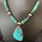 Navajo Pearls Spiderweb Beads Turquoise Necklace Pendant | Sterling Silver | Authentic Native American Handmade | 10239